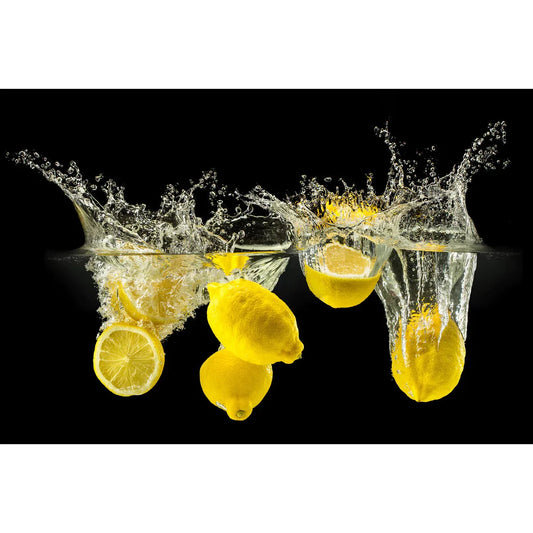 Lemons Splashing Glass Wall Art