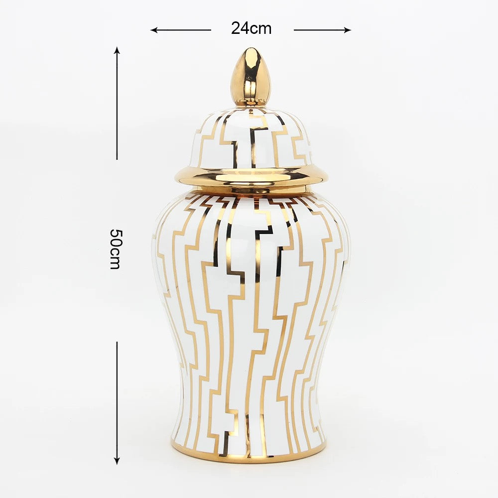 Modern Ceramic Gold And White Vase j163g-l