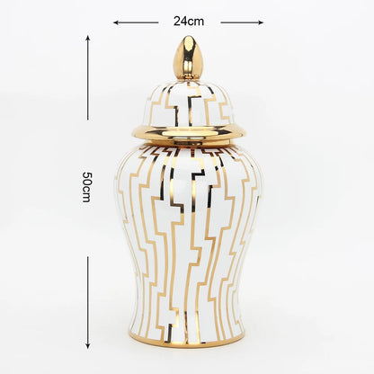 Modern Ceramic Gold And White Vase j163g-l