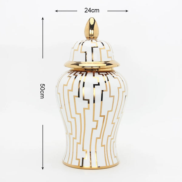 Modern Ceramic Gold And White Vase j163g-l