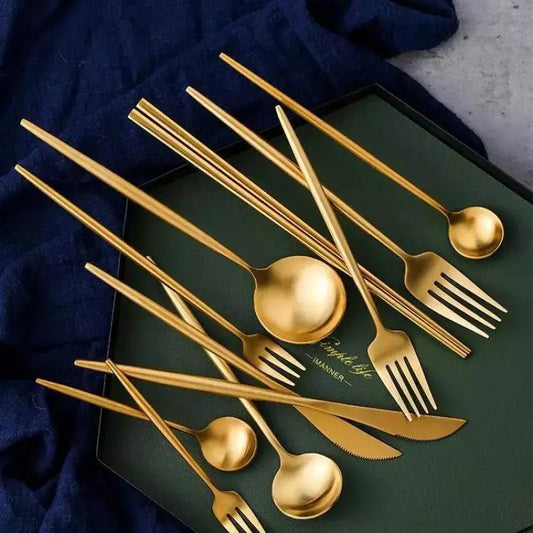Gold Cutlery Set utensils 24pc