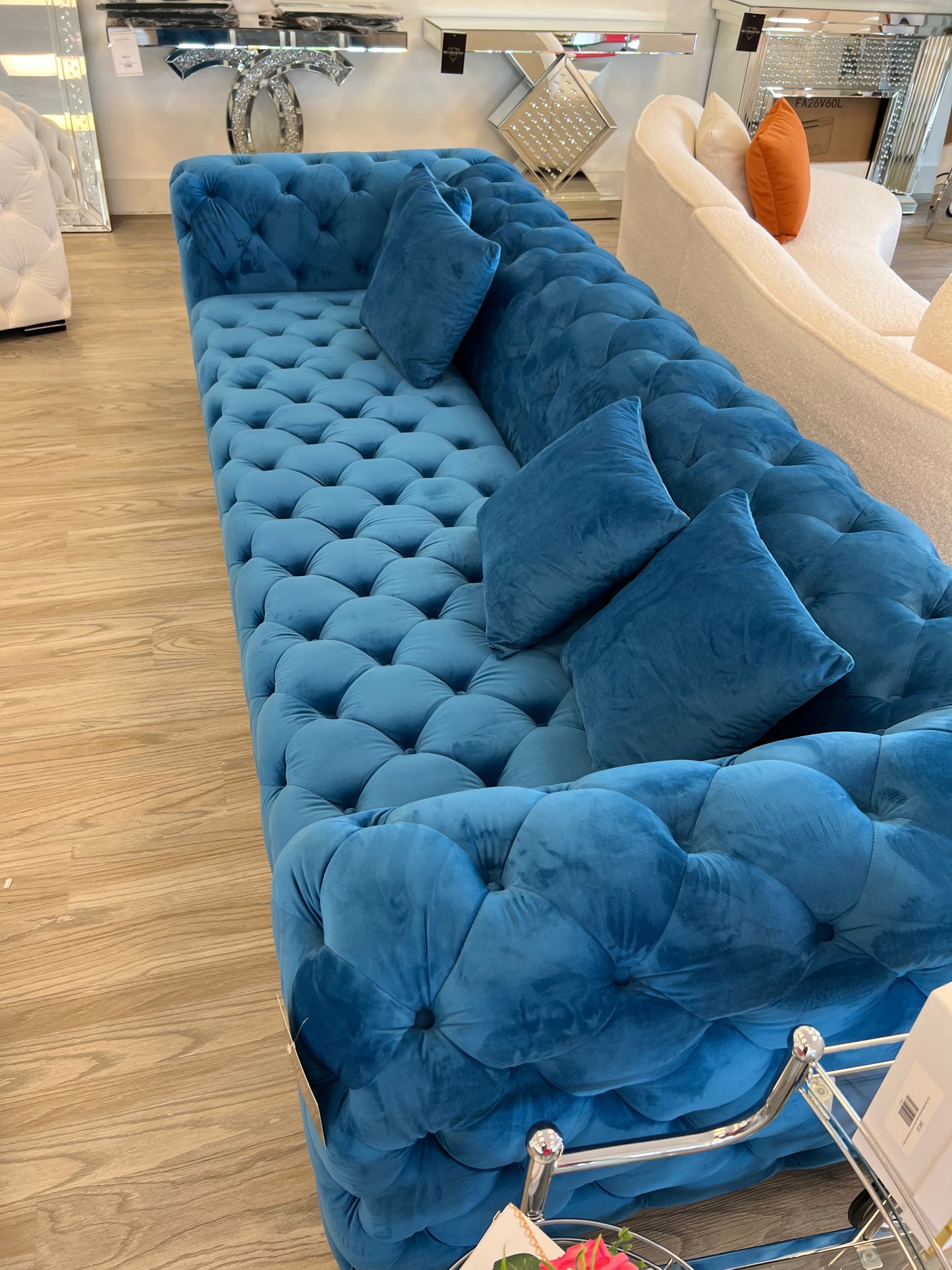 Jane Modern Diamond Blue Sofa