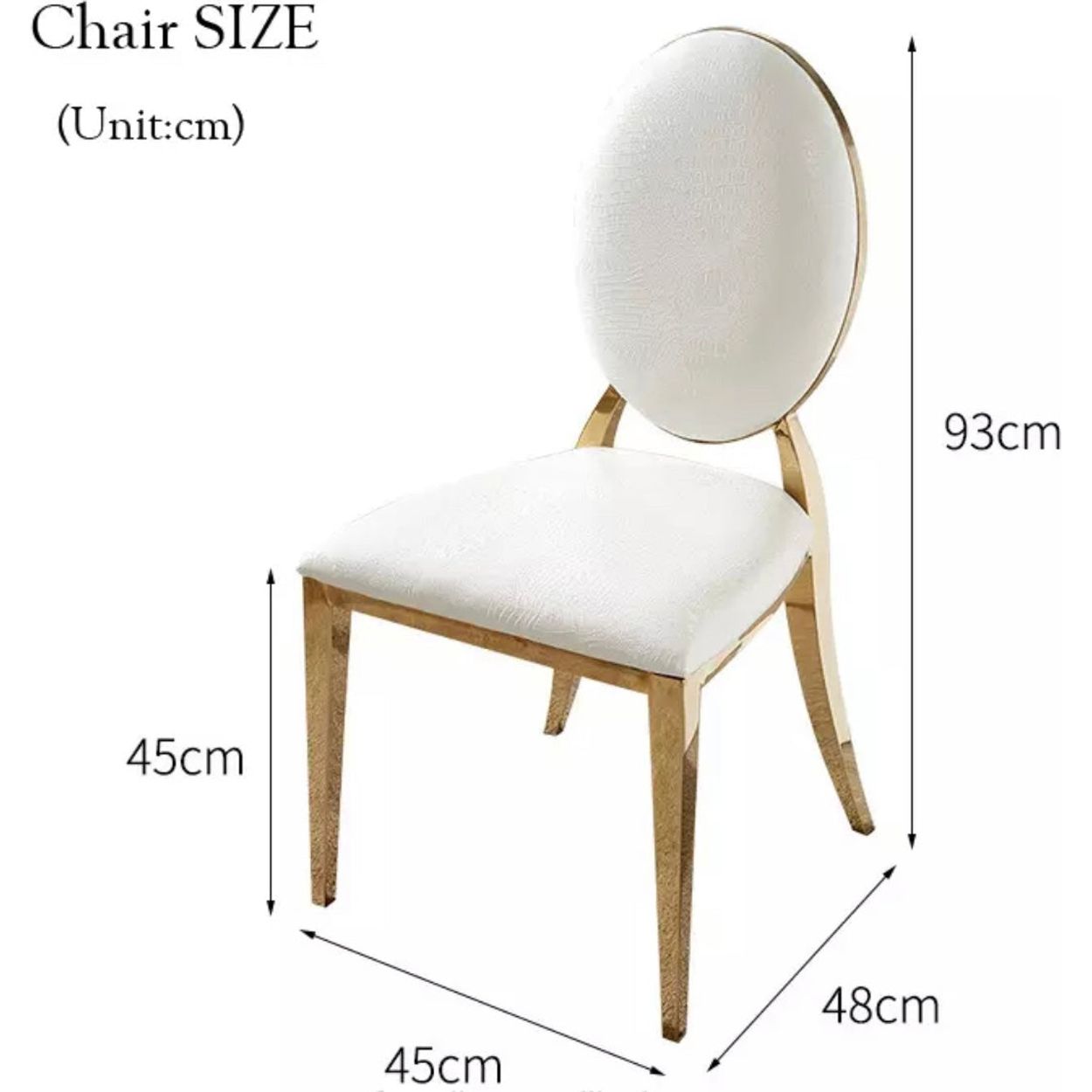 Leather Gold Metal egg shell dining chairs