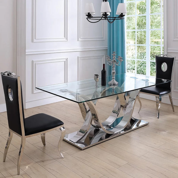 Modern Glass Top Dining Table