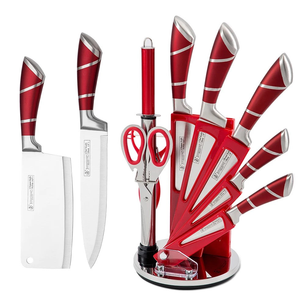 9 Piece Red Knives Set – reddiamondfurniture
